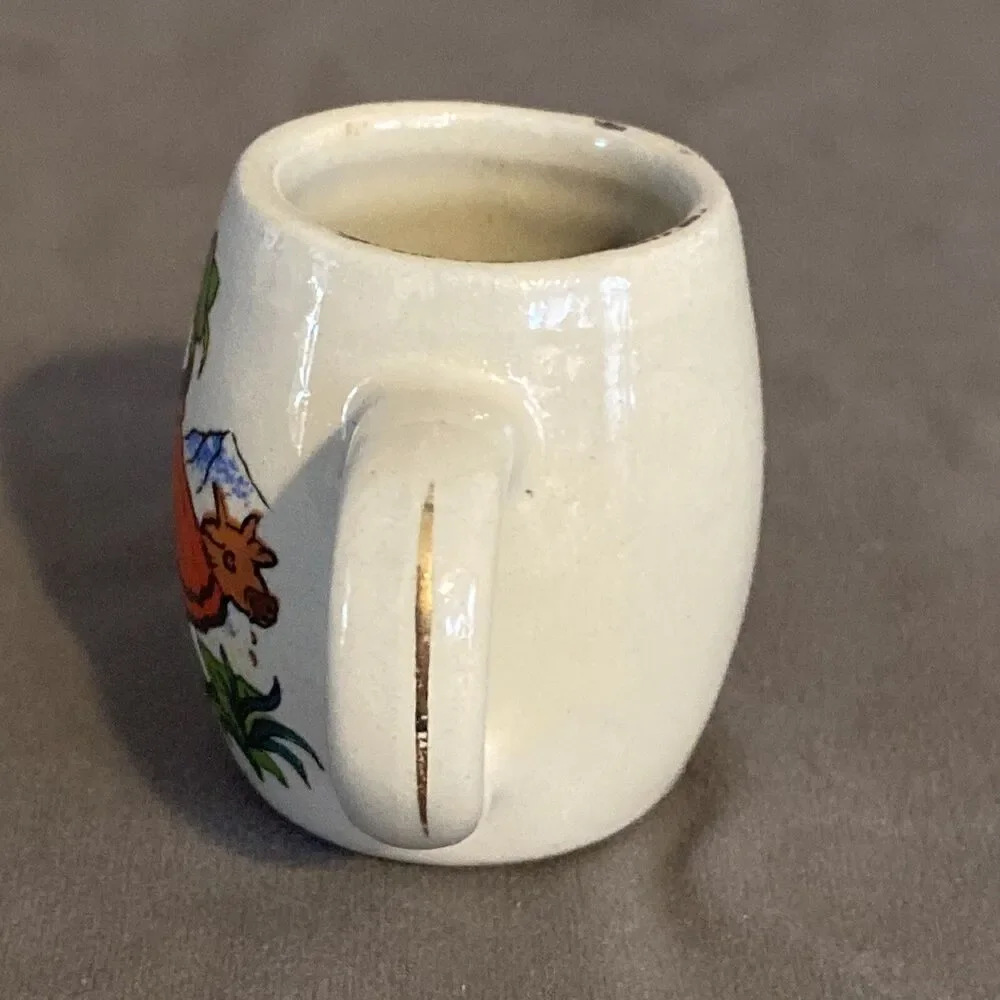 West Germany Stoneware Shot Glass Stein Mug Handle Miniature Vintage Kissing